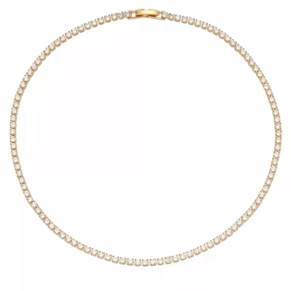 NEW 14K GOLD TENNIS DIAMOND CHAIN CHOKER NECKLACE, NICE NECKLACE, CUTE NECKLACE - Picture 6 of 7